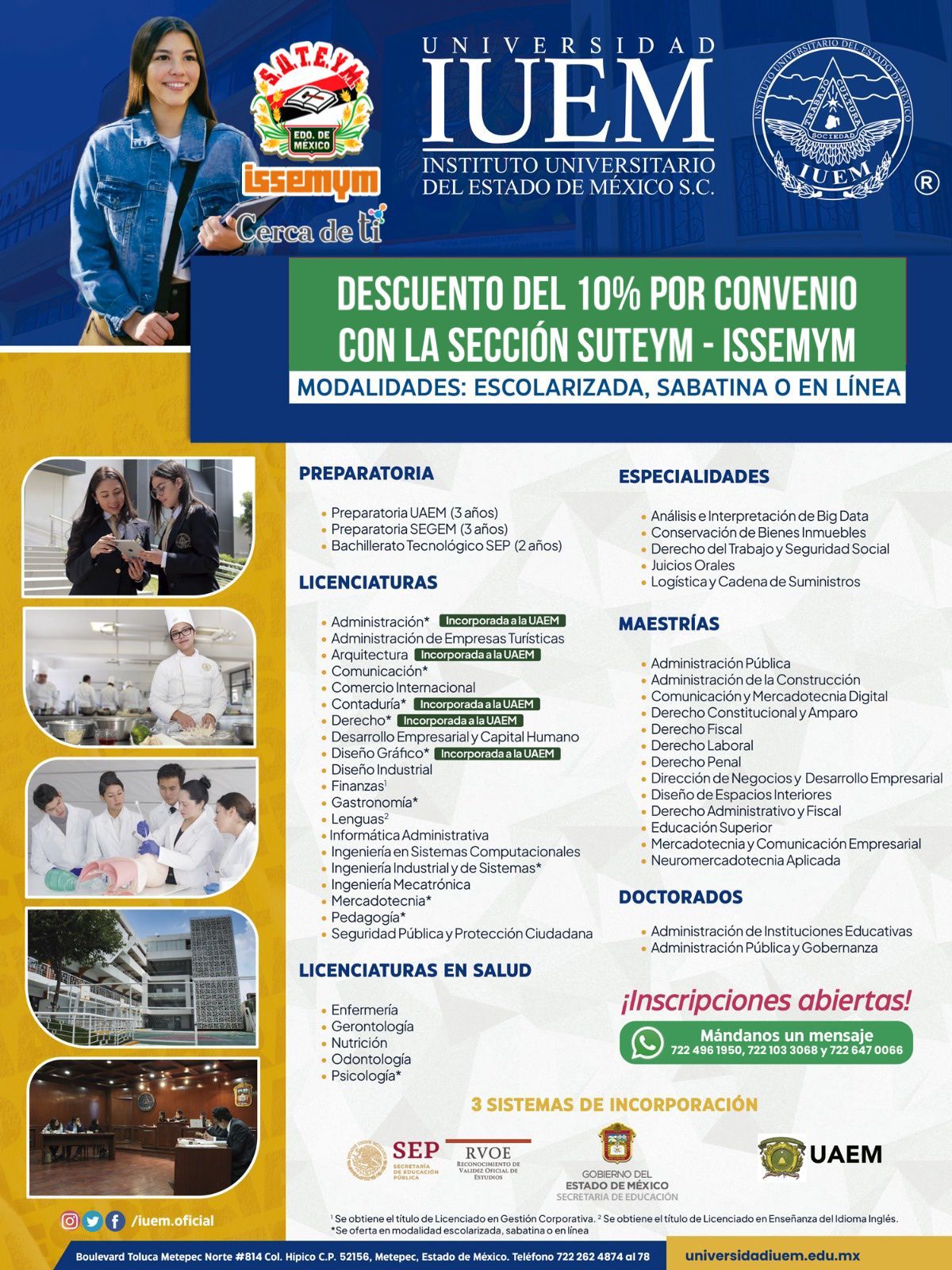 Lee más sobre el artículo Descuento del 10% por convenio con la sección SUTEYM – ISSEMYM